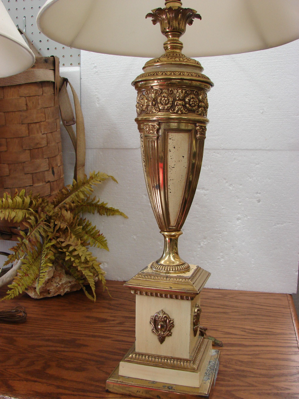 Set/2 Vintage Neoclassical Urn-Style Hollywood Regency 37" Table Lamps w/ Shades