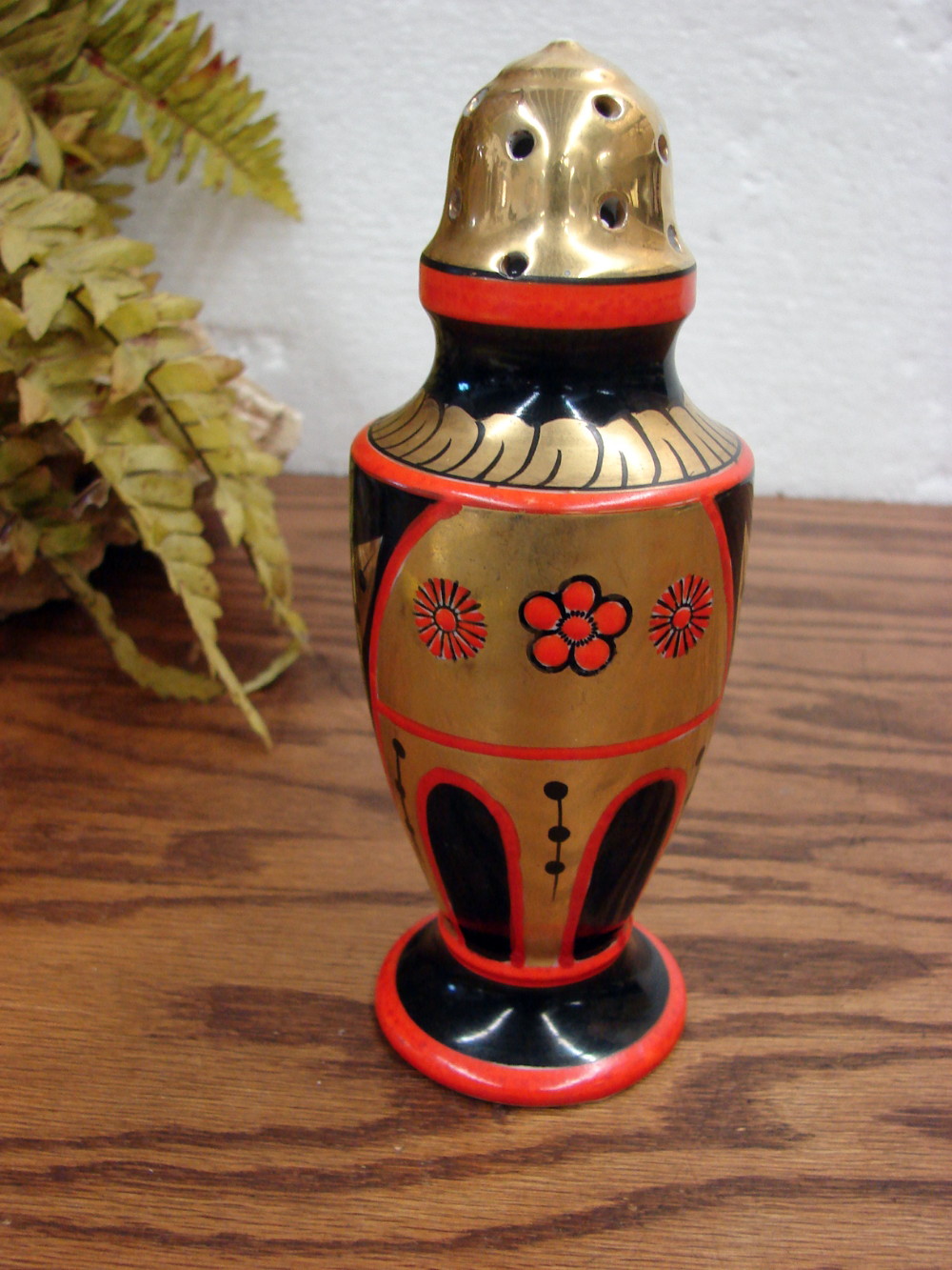 Vintage 1920's Noritake Art Deco Gold Trim Muffineer Sugar Shaker 6 1/2"