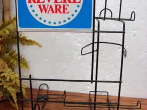 Vintage Revere Ware Copper Clad Collection Store Counter Display Rack 7 Piece Set Black Wire Frame