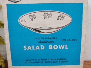 Brand New Vintage West Bend Aluminum Leather Grain Grape Pattern Salad Bowl #5374